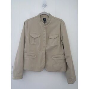 Worthington Work To Weekend Sz 14 Jacket Khaki With Bead Trim And Hook Closure
